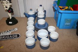 A quantity of Denby style tea ware