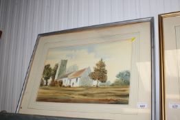 D Wincup, watercolour study depicting 'Darsham Church'