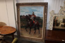 P Young, oil on canvas study depicting a French ca