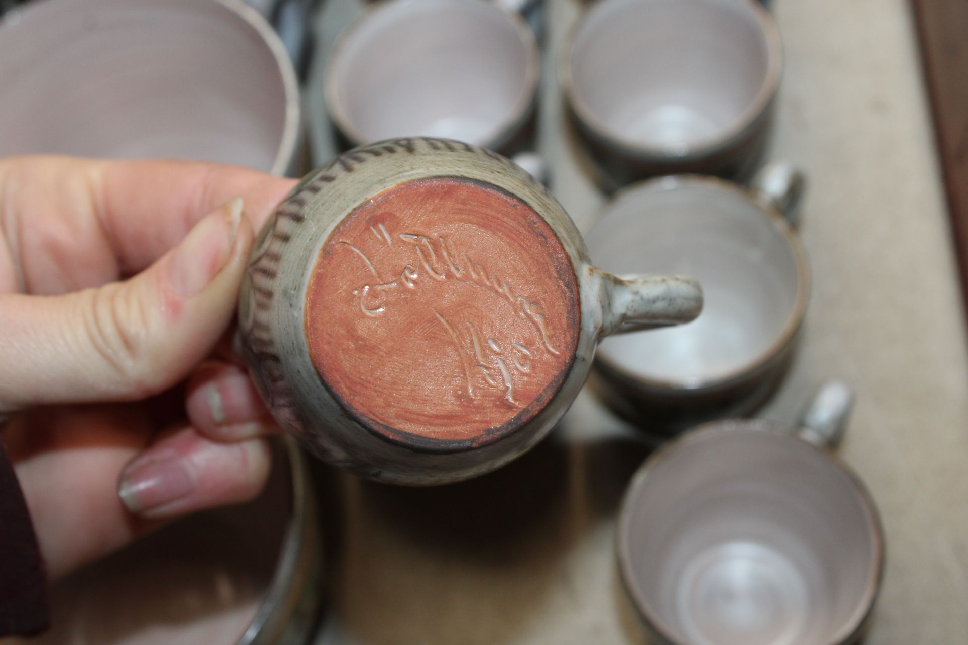 A quantity of Gosta Lothman pottery tea ware and a - Image 7 of 12