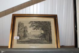 After Petersen Fecit, black and white print 'Frederiksberg - Slot' contained in gilt frame