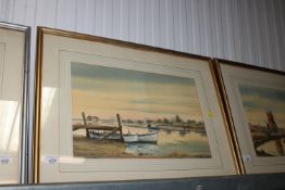 D Wincup, gilt framed watercolour study depicting 'River Blyth'