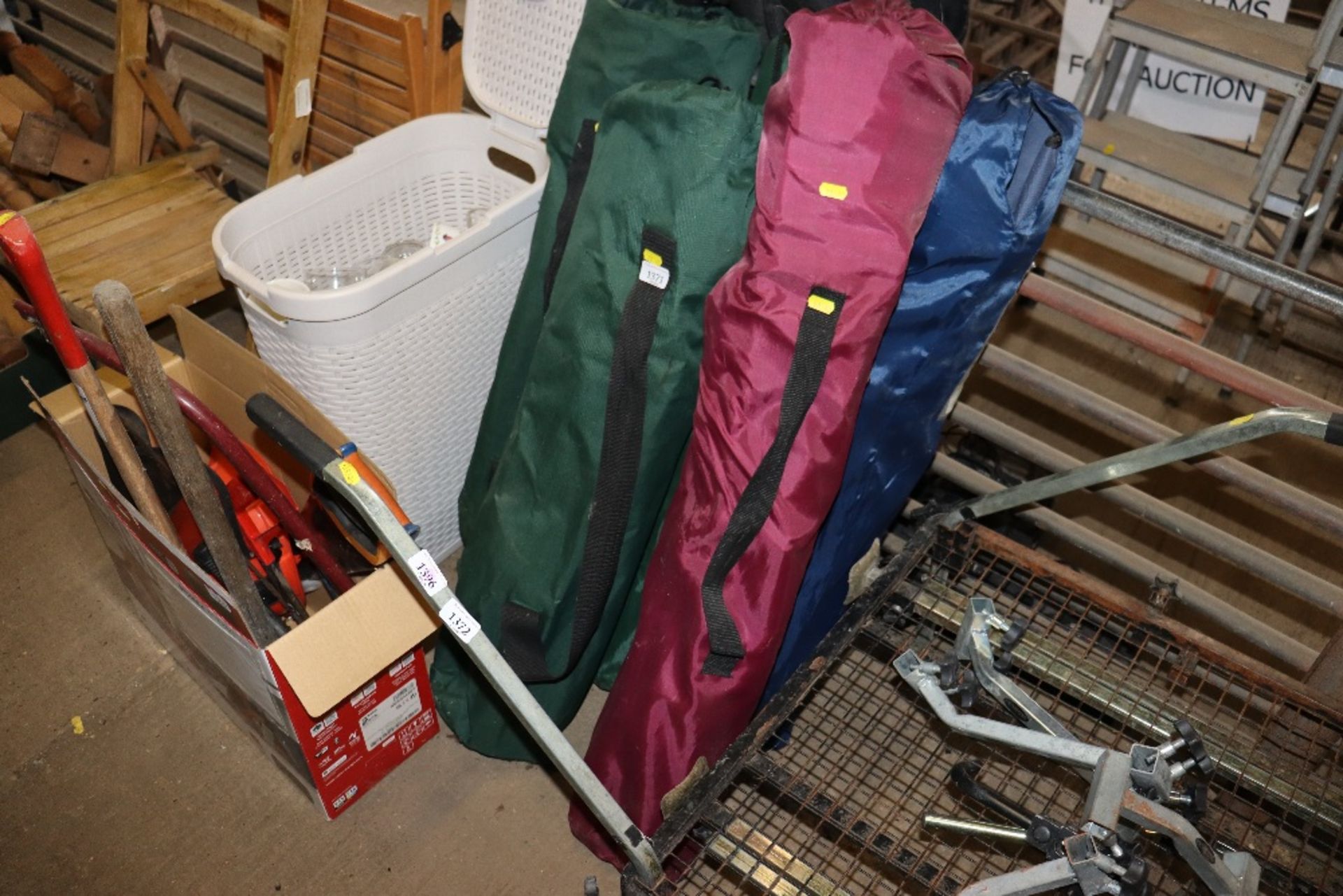 A collection of folding camping chairs