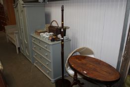 An oak standard lamp