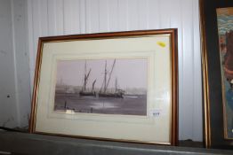 Anthony Osler, watercolour study depicting sailing