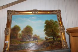 S Backhouse, gilt framed oil on board study depict