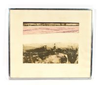 Charles Bartlett, 'White Water' lino cut 34.5cmx 4
