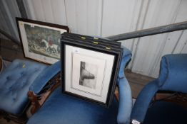 Four framed and glazed black and white engravings