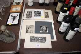 Twelve etchings by Anton Lock originally from the