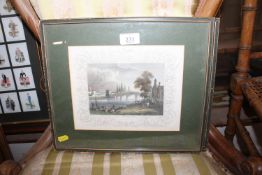 A pair of coloured engravings depicting Chertsey b
