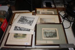 A collection of various coloured prints to include