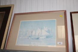 John Western, pencil signed limited edition lithograph print 'Morning at Snape Quay' 66/300