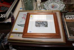 Two framed embroidery studies; a framed and glazed
