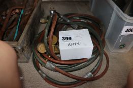 Gas cutting torch, hoses & gas valve etc. V