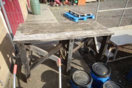 Wooden workbench.
