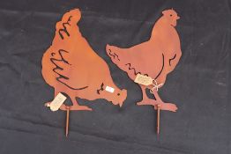 2x Chickens laser art. V