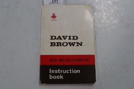 David Brown 990 Selectamatic tractor operators manual.