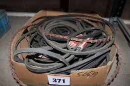 Quantity of vee belts. From a deceased estate.