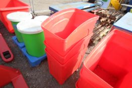3x Red plastic bins. V
