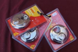 3x 90mm Stainless disc padlocks. V