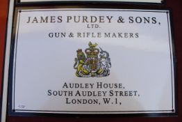 Purdey nameboard vitreous sign. V