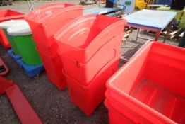 3x Red plastic bins. V