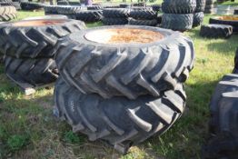 Pair of 18.4-34 wheels and tyres. 10-stud centres.