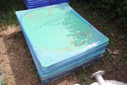 c. 70 green floor protection/ plastic layer sheets. 1.2m x 1.0m.