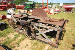 Large cast iron belt driven saw bench. V