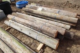 8x c.8ft telegraph pole strainer posts. V