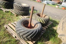 Pair of 400-17.5 flotation wheels and tyres. With