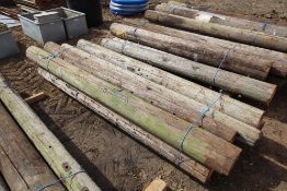 8x c.8ft telegraph pole strainer posts. V