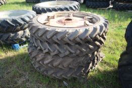 4x 7.2/7-36 row crop wheels and tyres. 5-stud bolt in centres. V