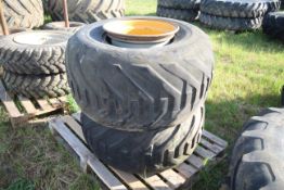 Pair of 38x20.00-16 flotation wheels and tyres. 6-