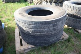 Pair of Michelin 315/80R22.5 front tyres. V