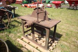 Bamfords of Uttoxeter cast iron belt drive saw bench.