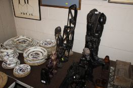 Six African and other hardwood carved ornaments and figures