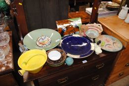 A quantity of various pottery and other china, figures, and a tile decorated with fox