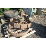 2x Ransomes plough wheels.