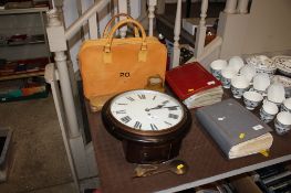A collection of GPO items to include stoneware jug, bag and fusee movement wall clock