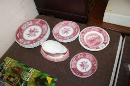 A quantity of Spode 'Pink Camilla' design dinnerware and a quantity of Bristol Scenes 'Stoke