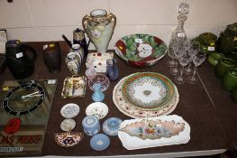 A quantity of various decorative china to include a Noritake twin handled baluster vase, a pair of