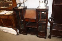 An oak bureau bookcase