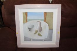 John Taylor (John Edward Taylor), oil on board study 'Two Pears With A Jug and Small Bowl'
