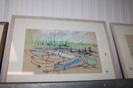 Anne Paton, framed and glazed study depicting Orford Quay