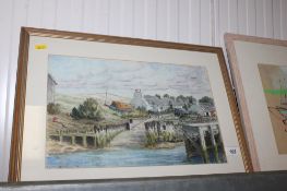 Wynne Johnston, watercolour study depicting Girvan, dated 1978