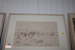 Anne Paton, framed and glazed study depicting Orford Quay