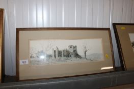John Wilford, watercolour study depicting a 'Castle ruins'