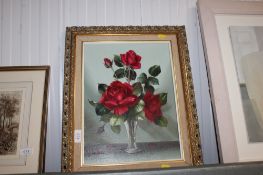 Alexander Wilson, oil on canvas still life study depicting flowers in a vase, contained in gilt