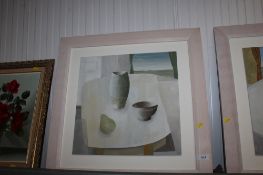 John Taylor (John Edward Taylor), oil on board still life study 'A Vase and Bowl With a Pear'